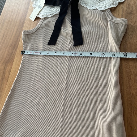 Anthropologie Beige Tank Top with White Lace Collar - Picture 11 of 12